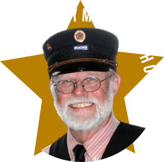 "Railwayman’s Choice" badge with a picture of said railwayman